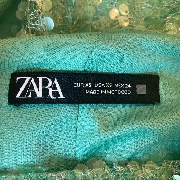ZARA Sea Green Sequin Lace Pencil Skirt - Picture 8 of 16